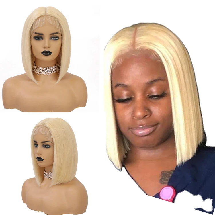 

150% Density 613 Blonde/Green/Pink/Blue/Purple Long Straight Bob Wig with Baby Hair Pre-Plucked HD Lace Front Human Hair Wigs