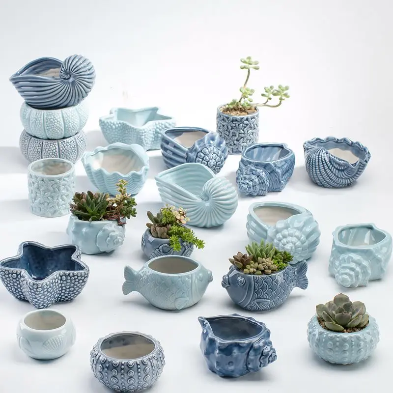 

Naturix Select Creative Cute Blue Ocean Animals Shape Mini Ceramic Succulent Flower Pot