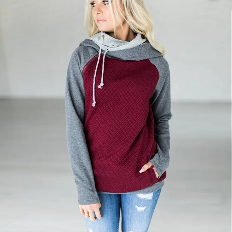 

Women Hoodies Long Sleeve Casual Pullovers Sweatshirt 2019 Autumn Double Hooded Hoodies Sweatshirts Oversized Hoodie Women, 5 colors , as picture