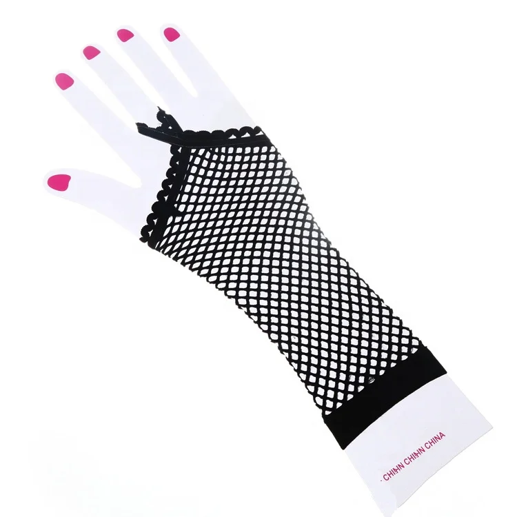 
Women Sexy Long Fingerless Twist Fishnet Gloves 