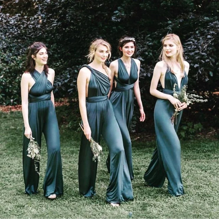 

Cheap Price Wholesale Good Quality Halter Neck Jumpsuit Bridesmaid Discount Dress Designs, Green