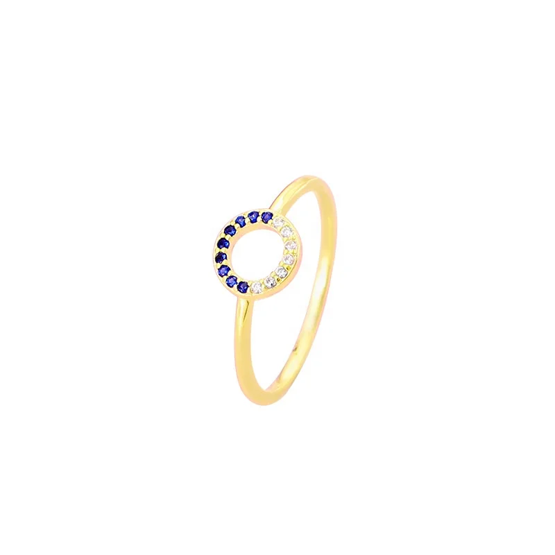

Round Circle Sapphire With Diamond Jewelry Plated 18K Gold 925 Sterling Silver Kids Ring, White, gold