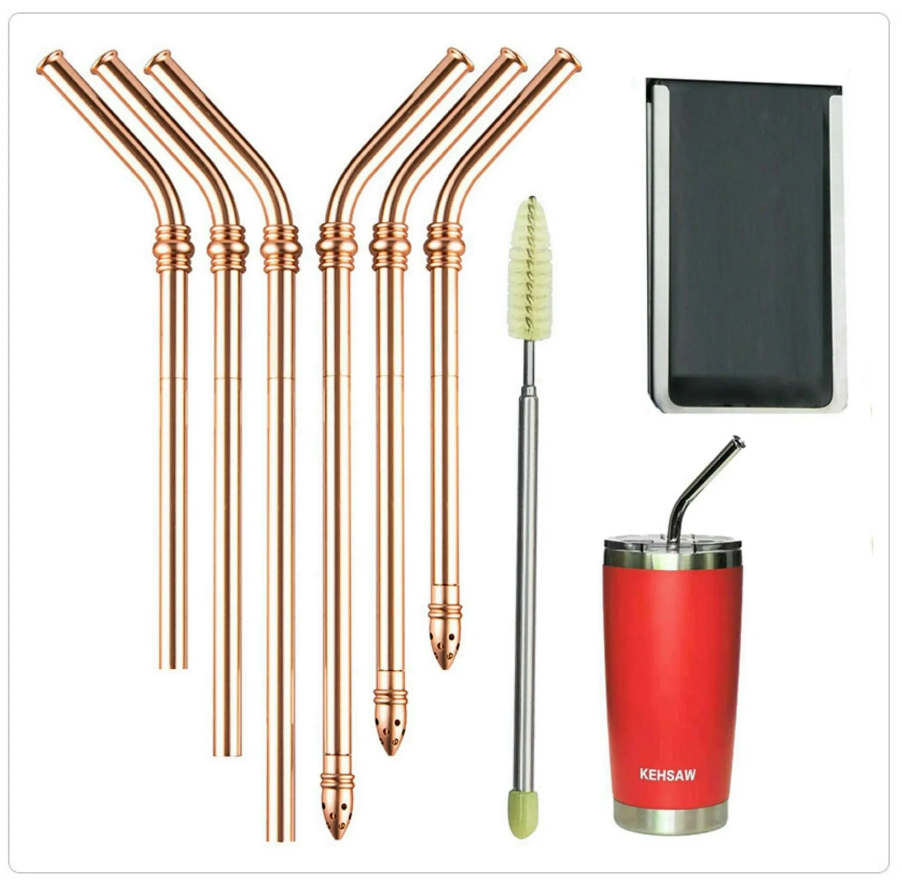 

Stainless Steel Straws Reusable 304 Metal Straw Straight Bent Drinking Straw Party Bar accessory, Silver