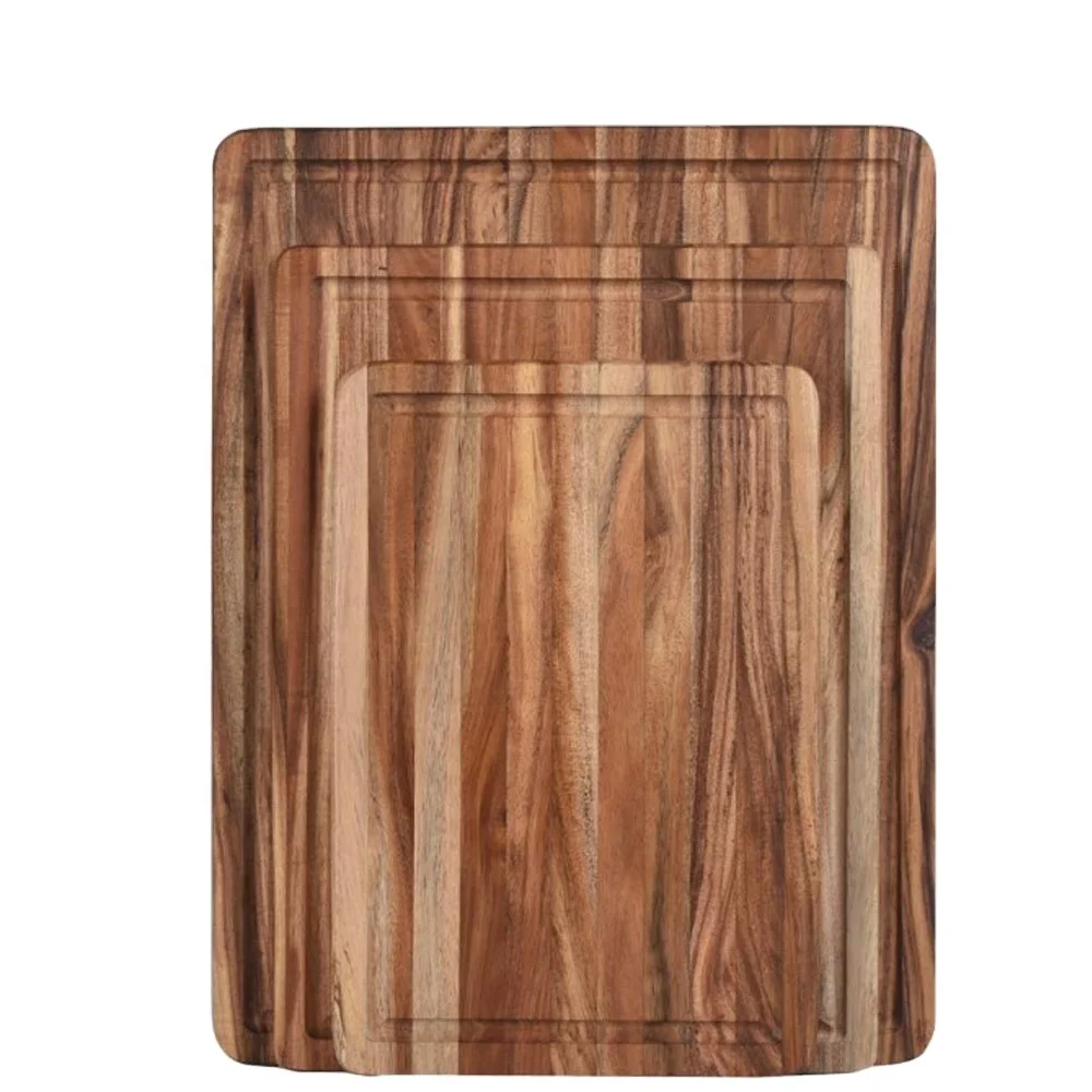 

custom kitchen solid acacia wood chopping board with juice groove, Natural