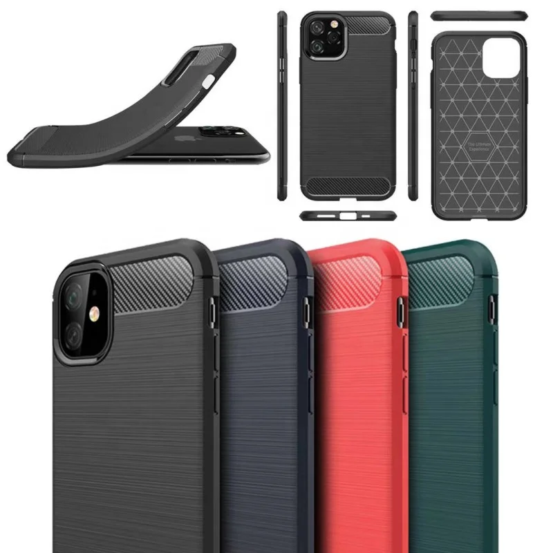

Carbon Fiber Texture phone Cases Rugged Armor Hybrid Shockproof Slim Soft TPU Brushed Anti lost Back Cover For iphone 13 12 mini