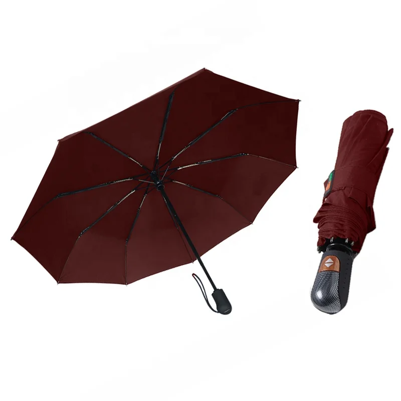 

High quality t e f l o n coated fabric waterproof three folding umbrella parapluie