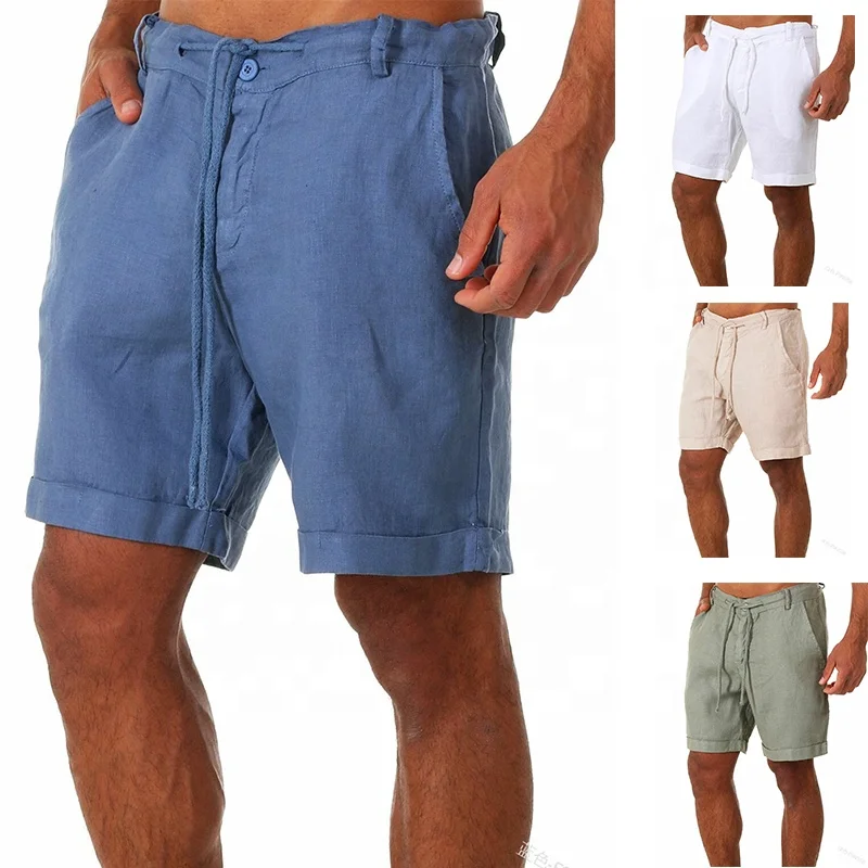 

XLL New design summer 2021 cool knee length linen trousers sport casual shorts with pocket men shorts pants