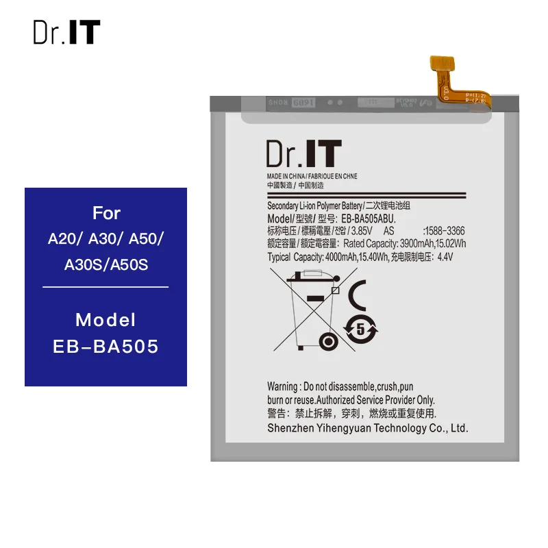 

Dr IT Mobile Battery Eb-ba505abu For Samsung Galaxy A20 Sm-a205fn A202f 4000mah A20 A30 A50 A30S A50S For Samsung Battery