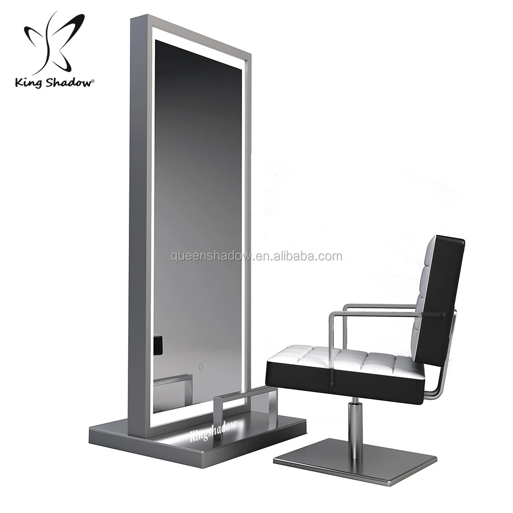 

Kingshadow women salon furniture high hairdressing station barbershop mirror station, Black/white/others