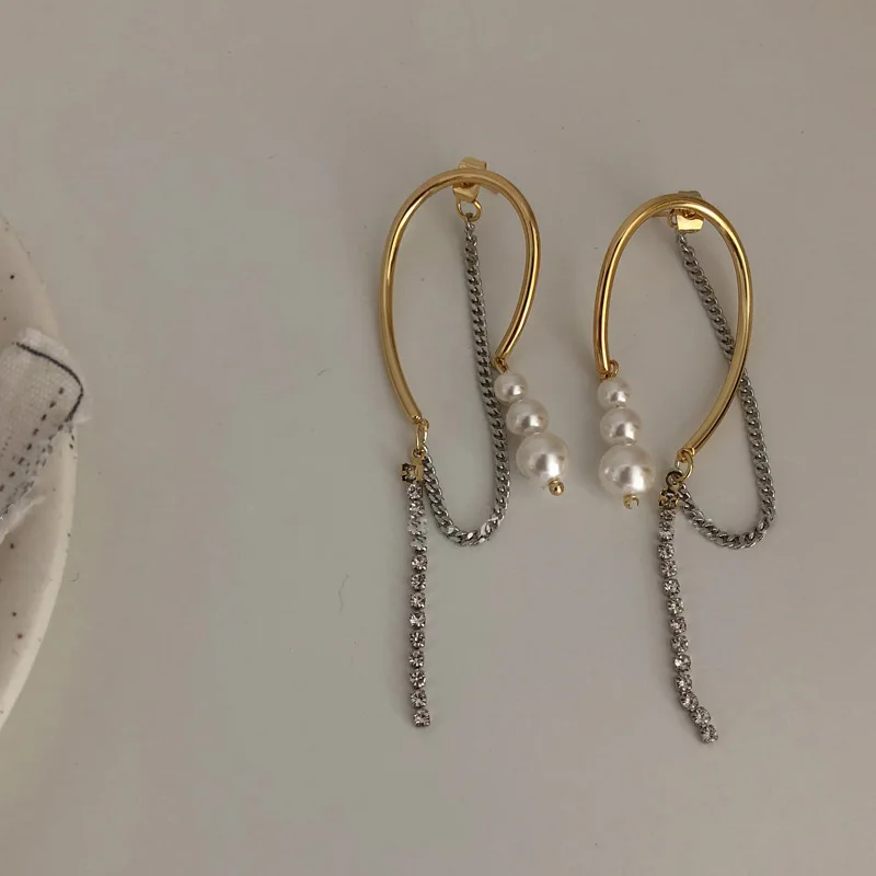 

fashion trendy gold plated chain drop earring geometric
