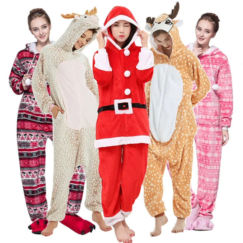 

2021 christmas matching family pajamas100% polyester onesie fluffy pyjamas one piece jumpsuit
