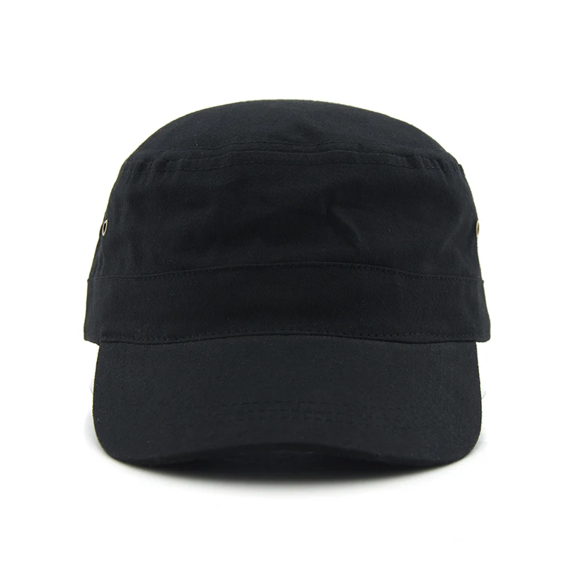 
Hot sale plain army cap flat top cap custom military cap embroidery army military hats 