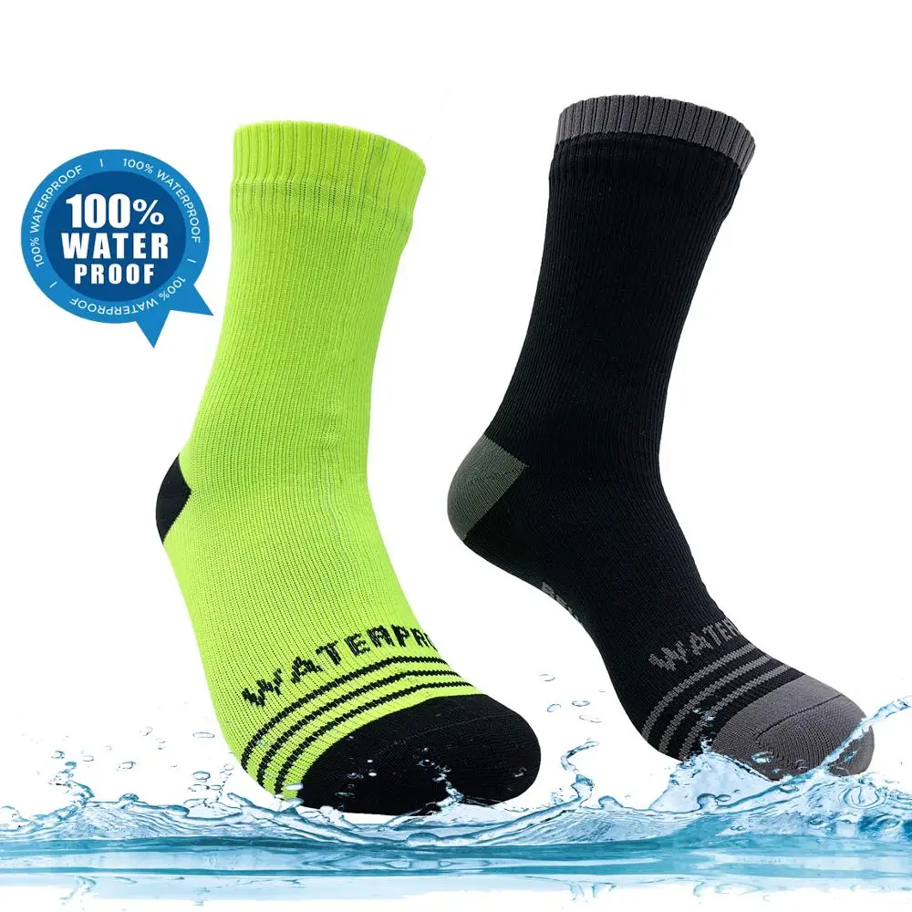 SGS Certified Premium 100% Waterproof Breathable Unisex Mens Crew Bike Cycling Hiking Waterproof Socks Outdoor Fishing Mountain