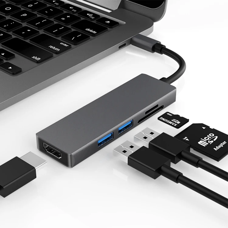 

Factory 5 In 1 Type-C To 4K HD-MI Support Multifunctional HUB Docking Station Hub Adapter