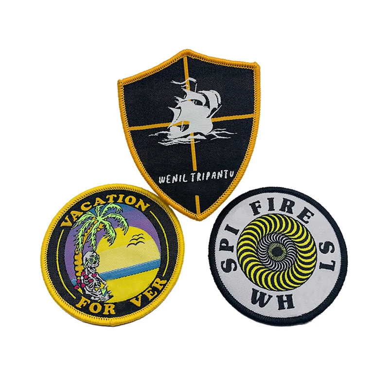 custom garment laser cut clothing woven patch, woven badges