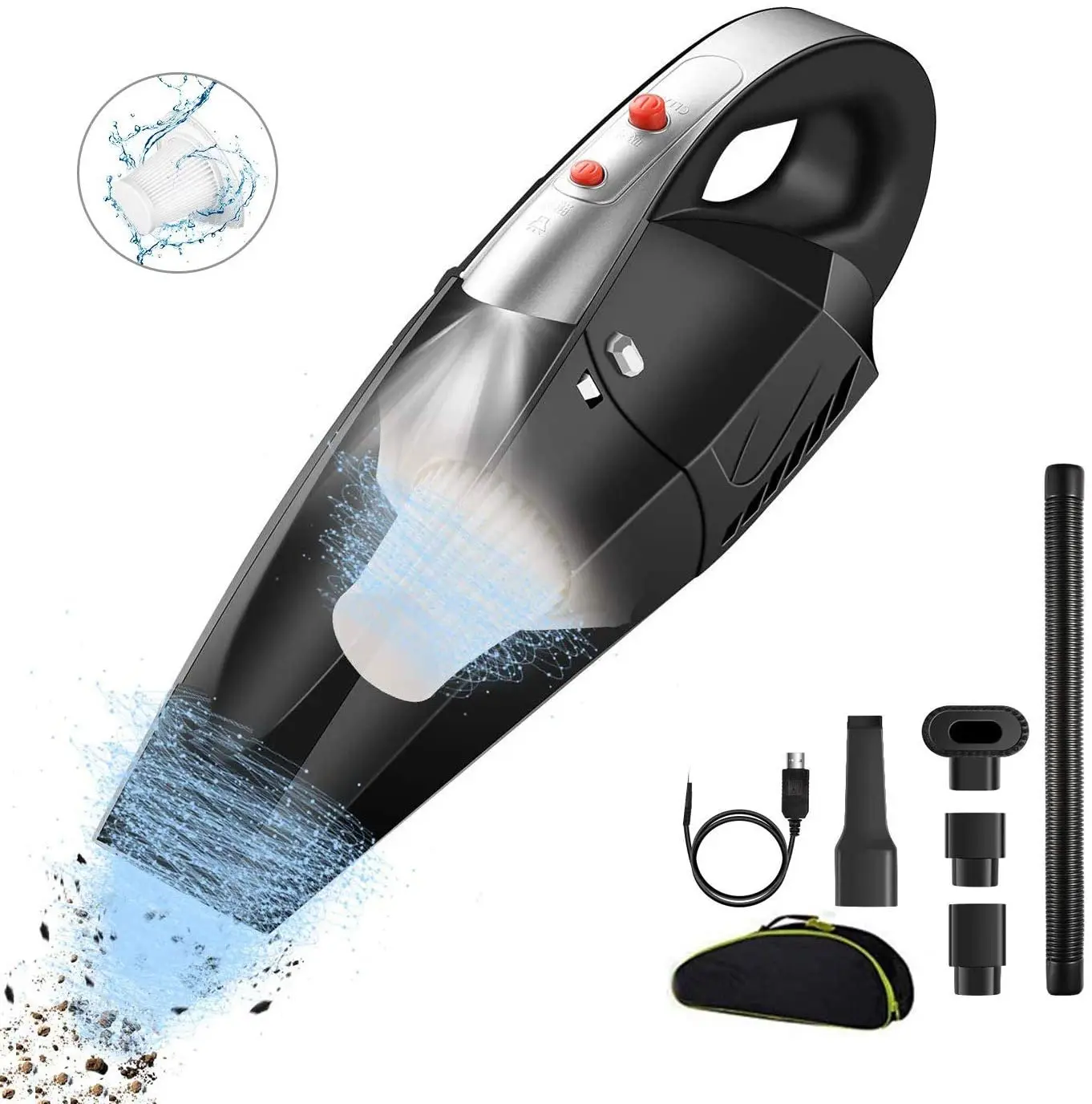 Cordless Car Vacuum Cleaner With Led Light Mini Rechargeable Handheld ...