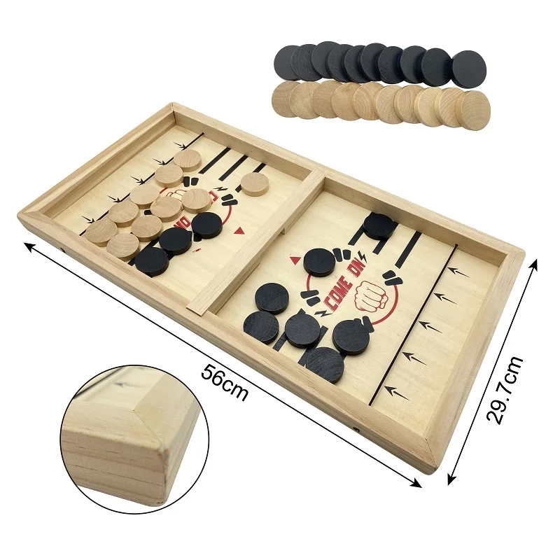 

Large Fast Sling Puck game Paced Table Desktop Battle winner board game, Natural