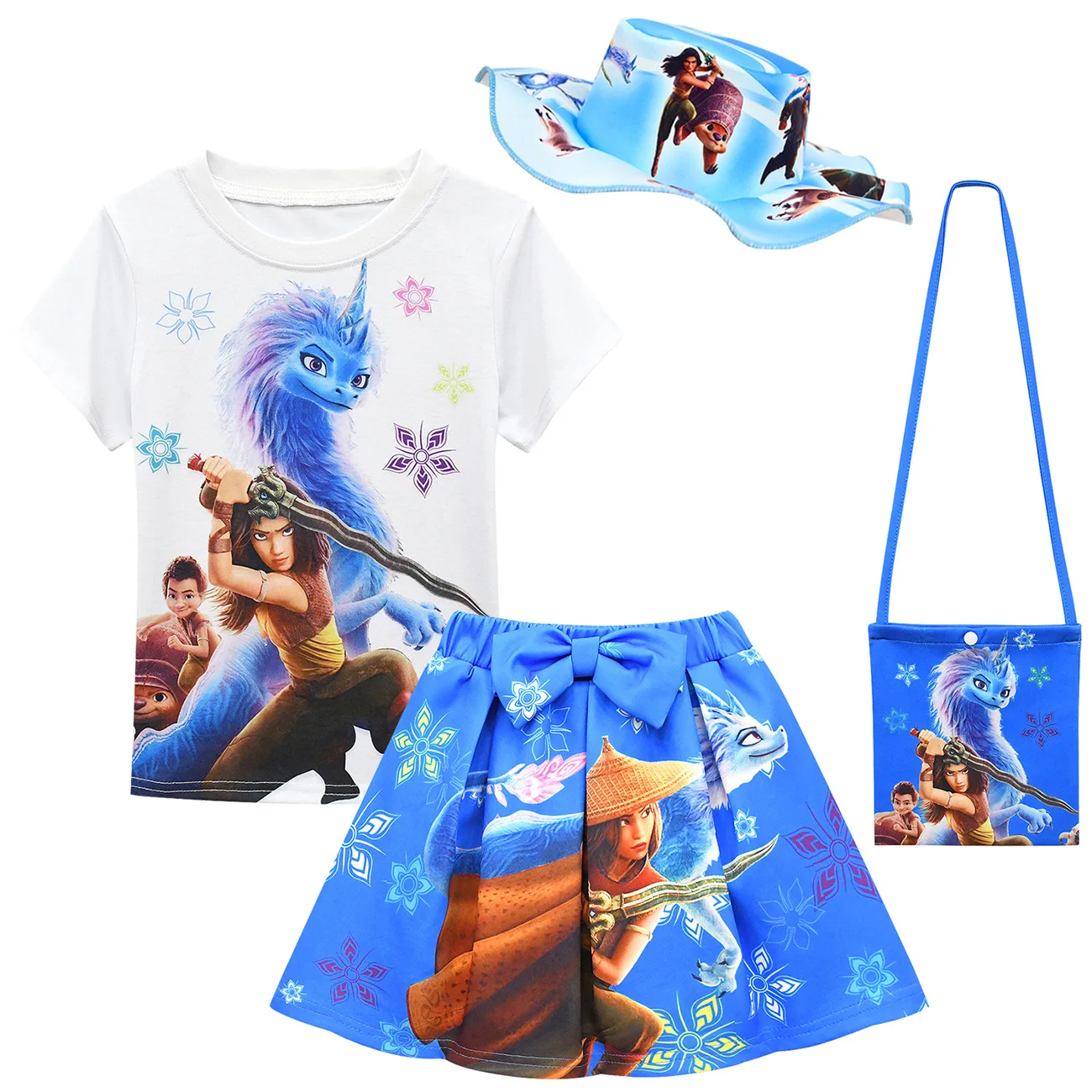 

Cheap Cocomelon Tiktok Mulan L.A Ainbo Raya Last Dragon Moana Dresses Girls Boutique Clothes children tshirt Skirt Dresses set