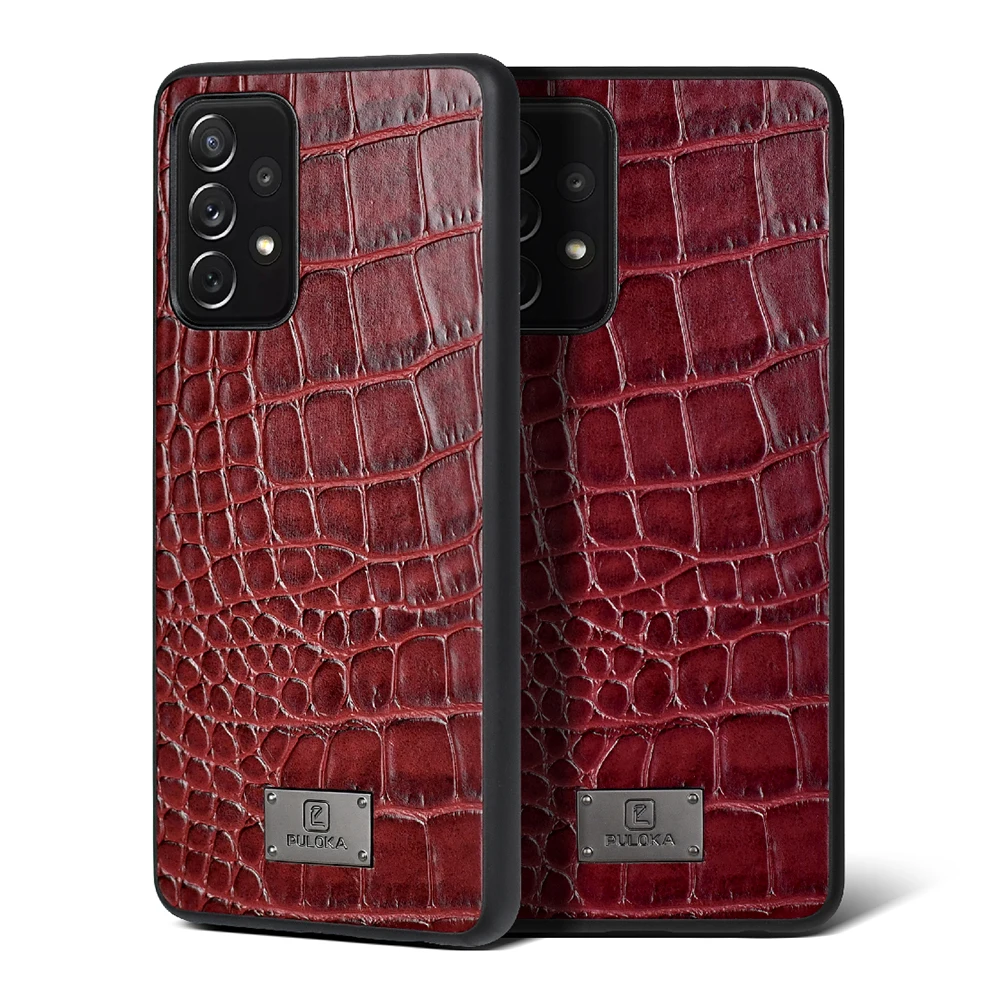 

PULOKA Faux PU Leather Crocodile Pattern Print Phone Case for Huawei P40 Mate40 Case For Samsung Galaxy Note 20 Ultra A52 Case