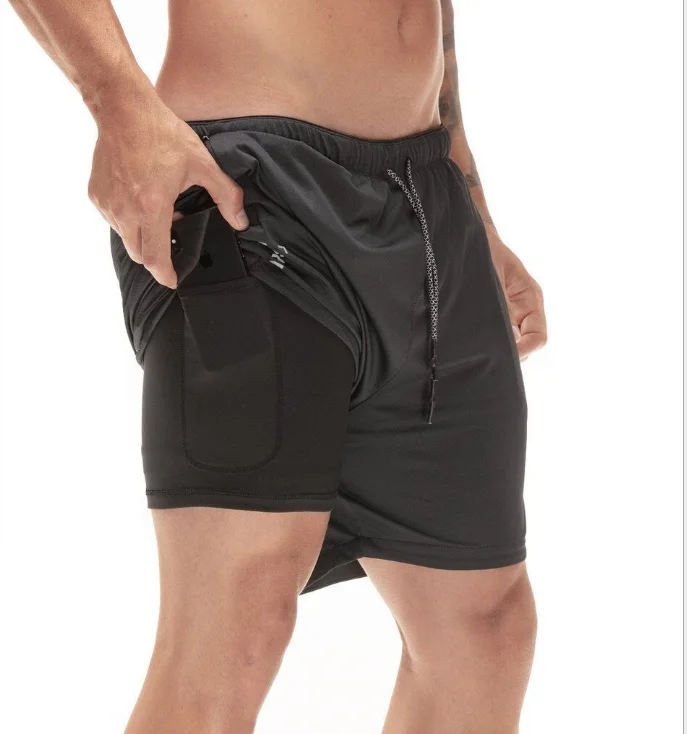 Custom Polyester Spandex Running Shorts Mens Gym Shorts With Pocket