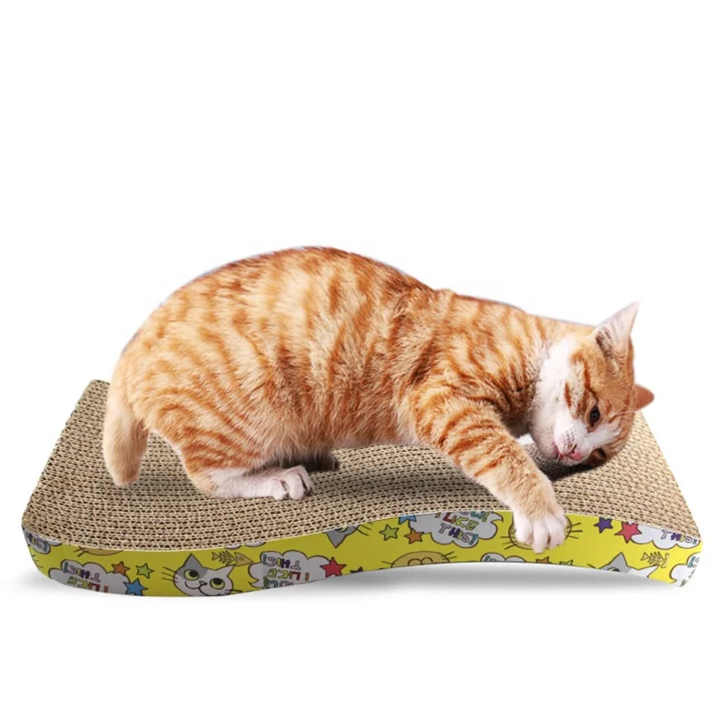 

Factory Wholesale Funny Corrugated Cardboard Cat Scratcher With Free Catnip, Natural