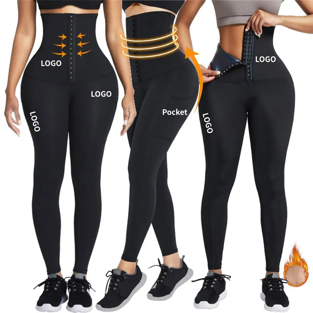 

2021Custom Service Sweat Abdomen Pants Shaper Fat Burning Women Shaper bodysuit waist trainer leggings