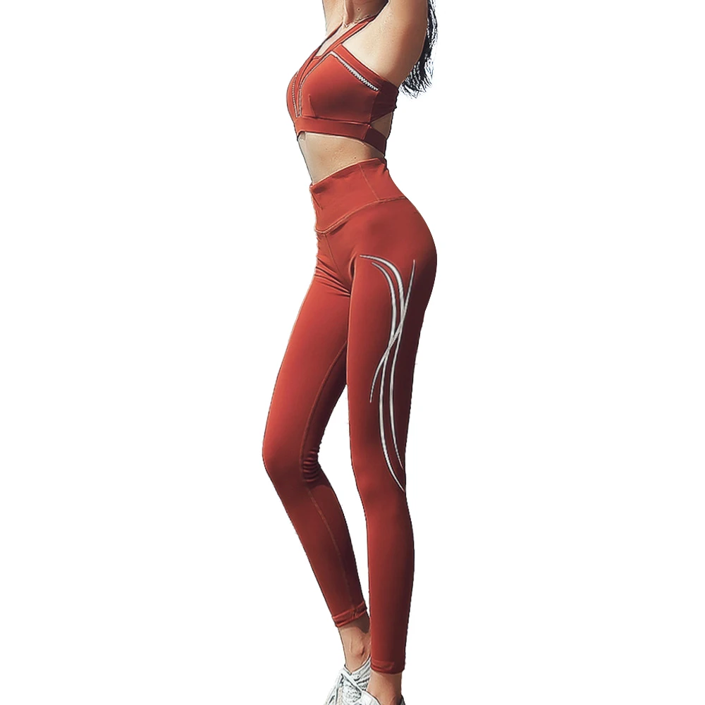 

Wholesale Printed Sweatpants Shock-proof Sports Bra Yoga Set, Blue black red orange