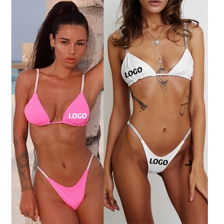 

Free Shipping China Private Label Custom Diamond Two Pieces Bikini Swim Wear Summer Girl Swimwear women's Beach