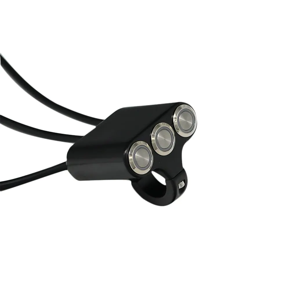 22mm Motorcycle Handlebar Mount Switch Headlight Hazard Brake Fog Light ON/OFF with LED Light