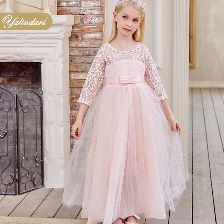 

ready in stock 5 colors half sleeves 2 12 year girl vintage wedding dresses tea length lace girl dress, Red, green, pink, sky blue, purple