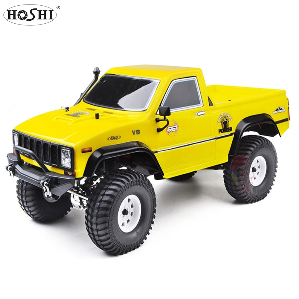 

HOSHI RGT EX86110 Car 2.4Ghz 1/10 4WD Realistic Pioneer Track Rock RTR Off road Monster Truck Remote Control Model Car Toys, Yellow/ blue / golden
