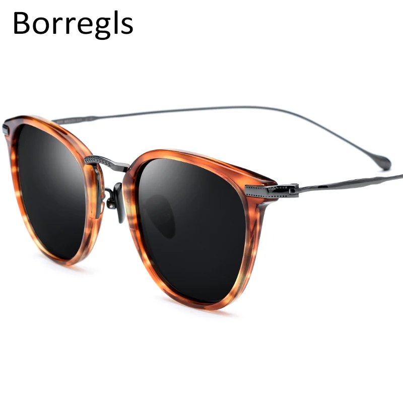 

Borregls Pure B Titanium Acetate Polarized Sunglasses Men Brand Designer Vintage Square Sun Glasses for Women T1839