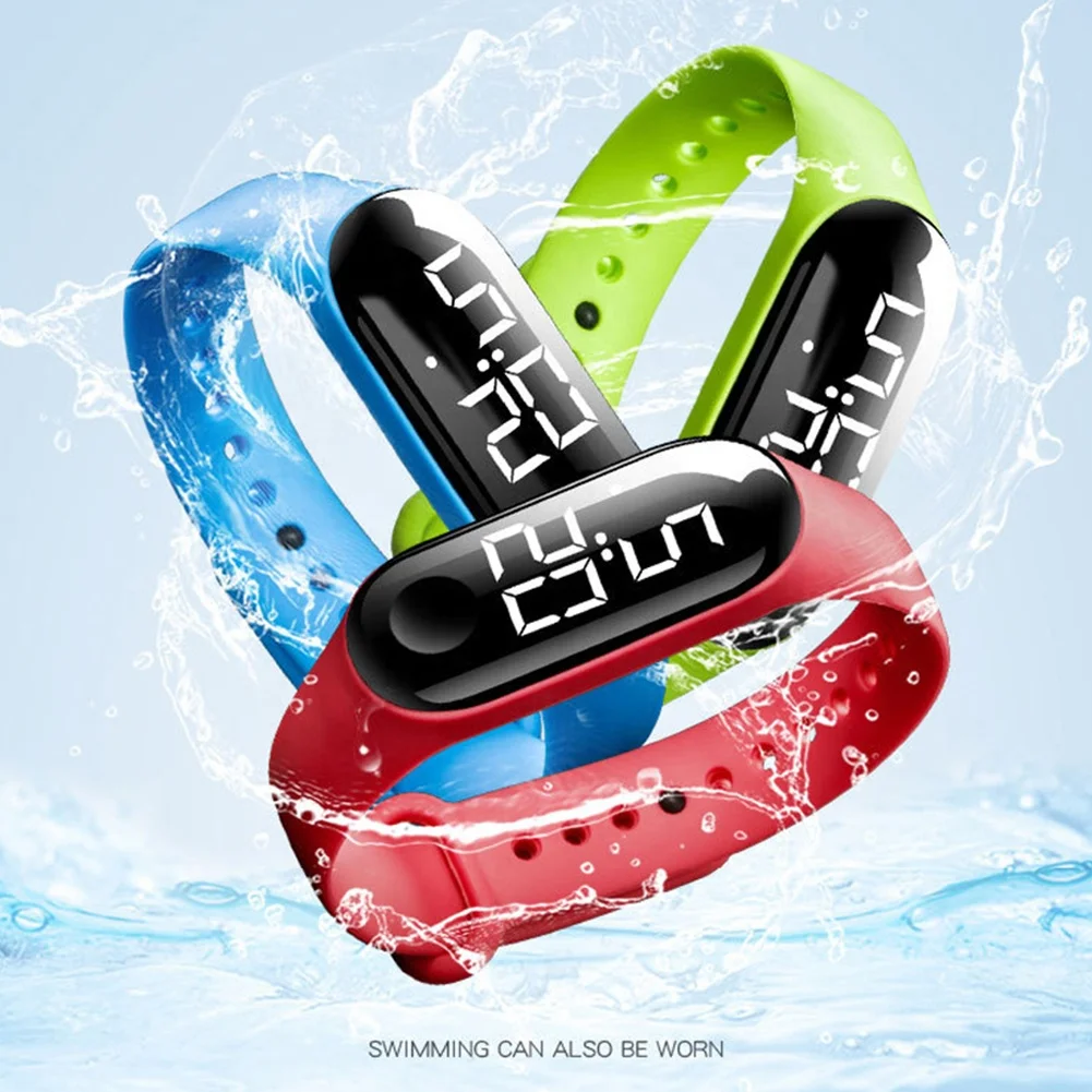 

Smart Bracelet Children Kids Solid Color Adjustable Strap LED Digital Electronic Wrist Watch Waterproof and multicolor, Customized colors