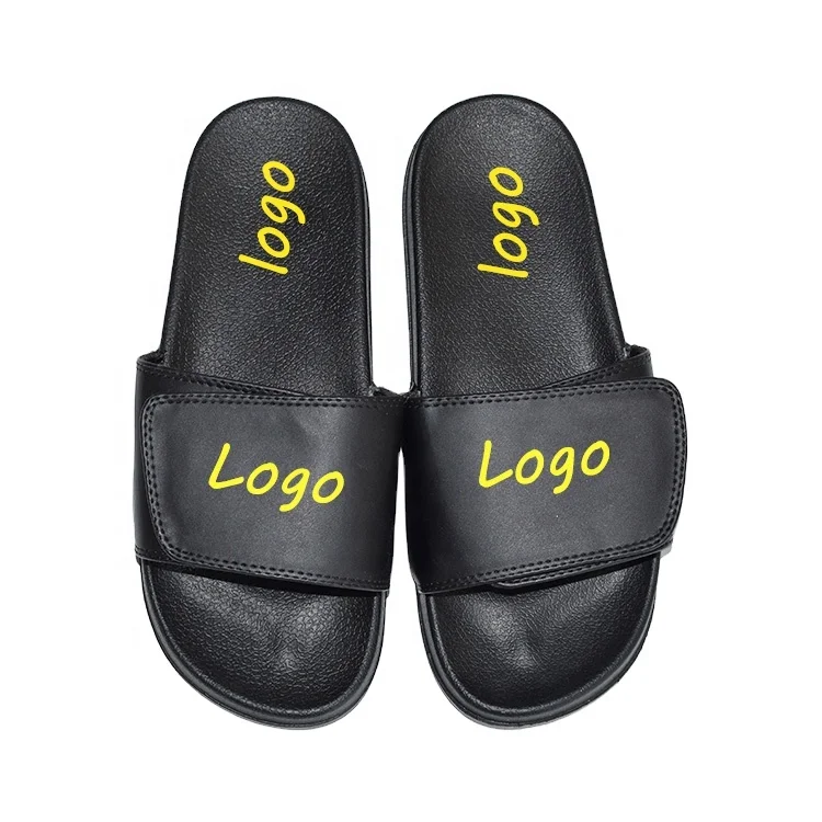 

New Couples Stylish Adult adjust PU upper Sandals black Thick-Soled Indoor Outdoor Slippers Men Flip Flops House Sleepers, Blank/customized/print