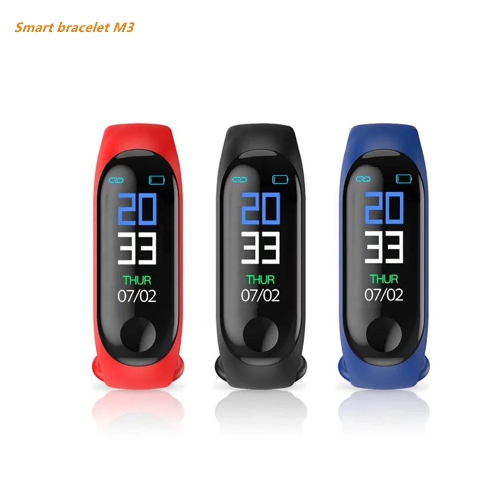 

FitPro APP Health care fitness watch m3 smart watch rubber sports wrist band silicone Usb M3 smart bracelet, 3 colors