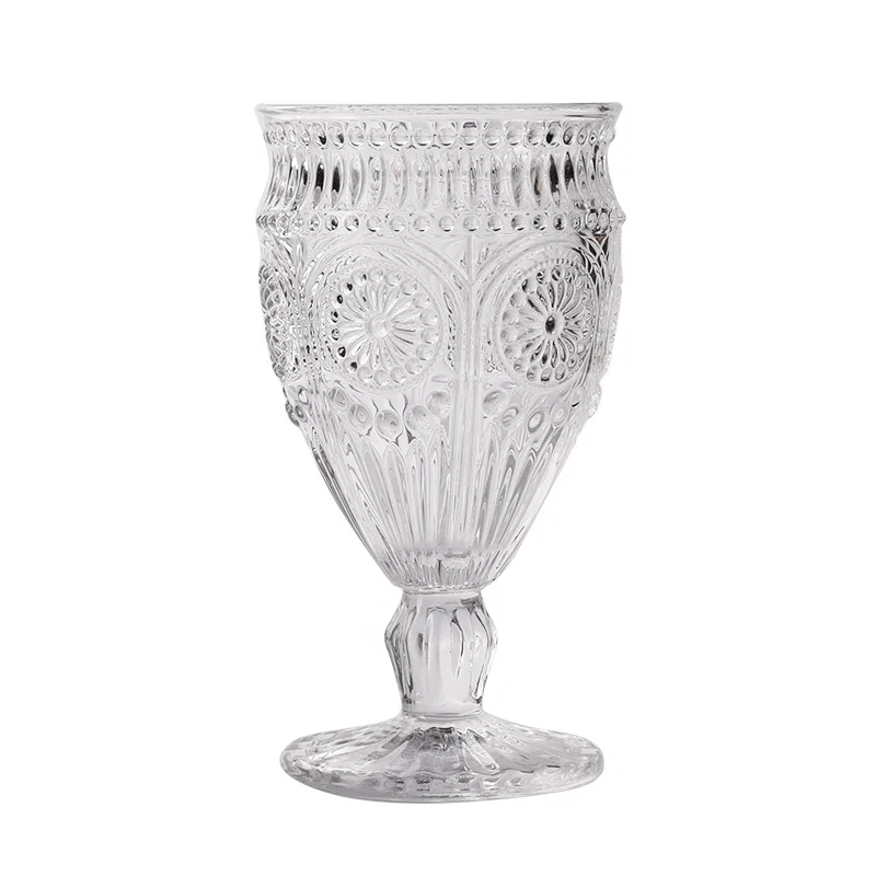 

Free Sample Machine Pressed Novelty Decorative Colored Embossed Wine Glass