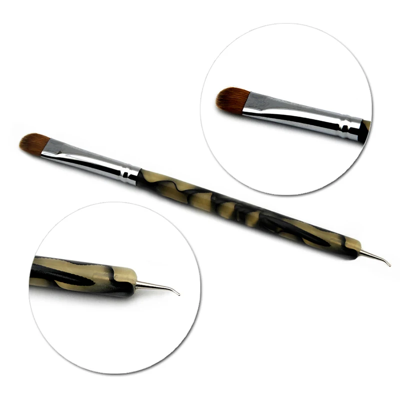

2020 Kolinsky Sable French Brush Acrylic UV Gel Nail Art Brush Nail Dotting Pen, Brown