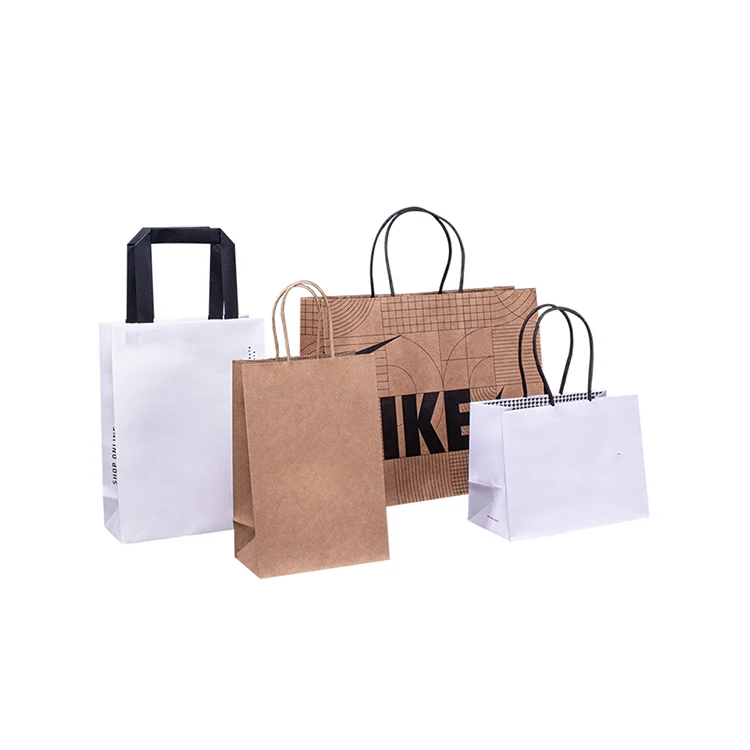 

Factory Customized Personal Logo Bio-degradable Eco-friendly Food Grade recycled Kraft Shopping Gift Paper Bags