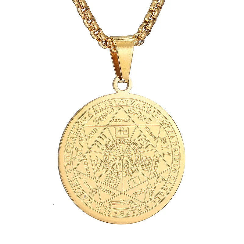 

Vintage Solomon Amulet Hexagon Pendant Stainless Steel Necklaces For Women Men Religious Jewelry Gold Sliver Black Color