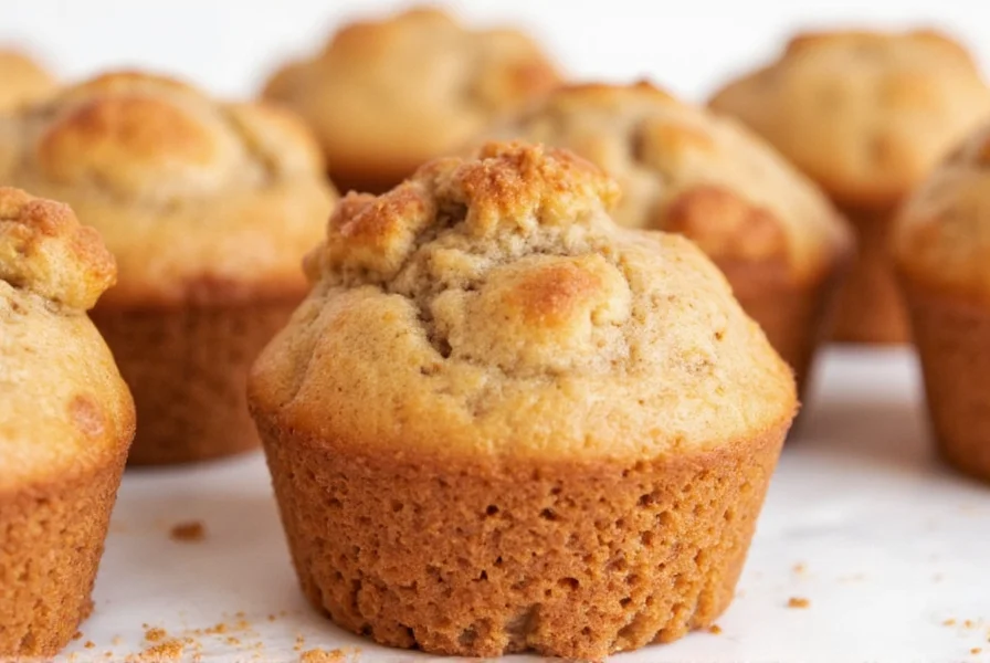 Cross-section of moist apple cinnamon muffin showing tender crumb and visible apple pieces