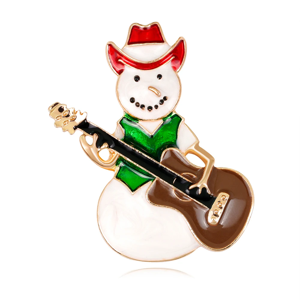 

Wear Red Cowboy Hat Snowman Brooch Brown Guitar Green Coat Man Brooches for Women Enamel Pins Jewelry Accessories