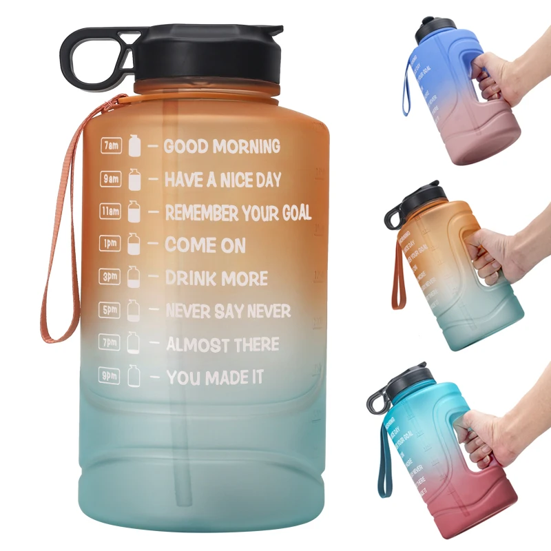 

Straw water bottle 2.2L 73oz Water Bottle with Motivational Time Marker