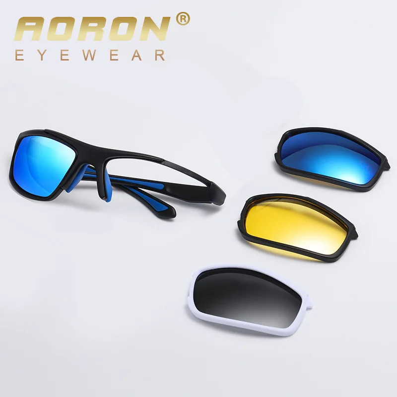 

New sports sunglasses men and women polarized TR90 retro glasses color changing night vision sunglasses for riding sport Goggle