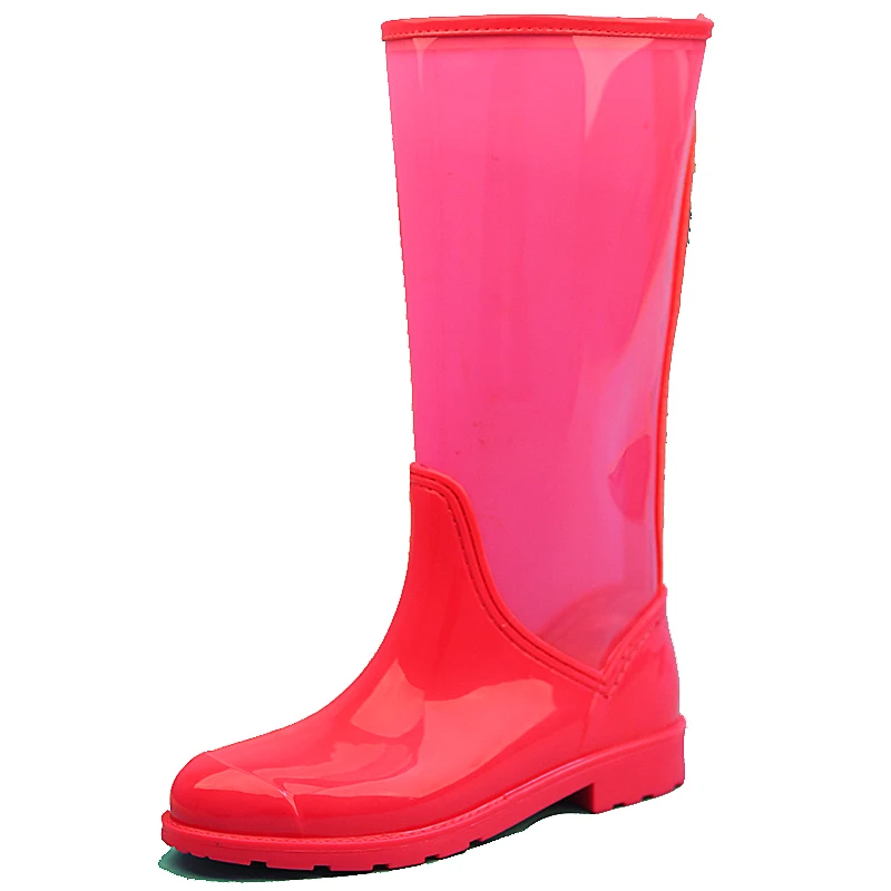 
ladies lovely transparent colorful pvc raining long rain wellies wellington boots for women 