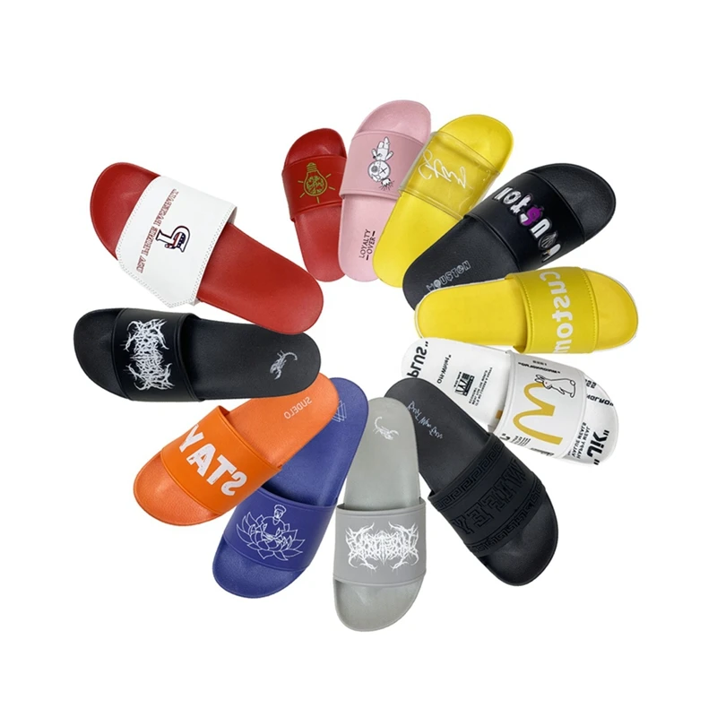 

Big Size Customized Logo Made Womens Slippers Unisex Outdoor Sandals House Home Custom Print Design Slide Slippers For Men, Support customization