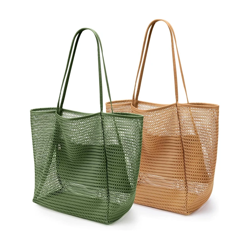 Custom Printed Handles Reusable Custom Nylon Mesh Tote Bag Mesh Shopping Bag Mesh Beach Bag with Custom Logo