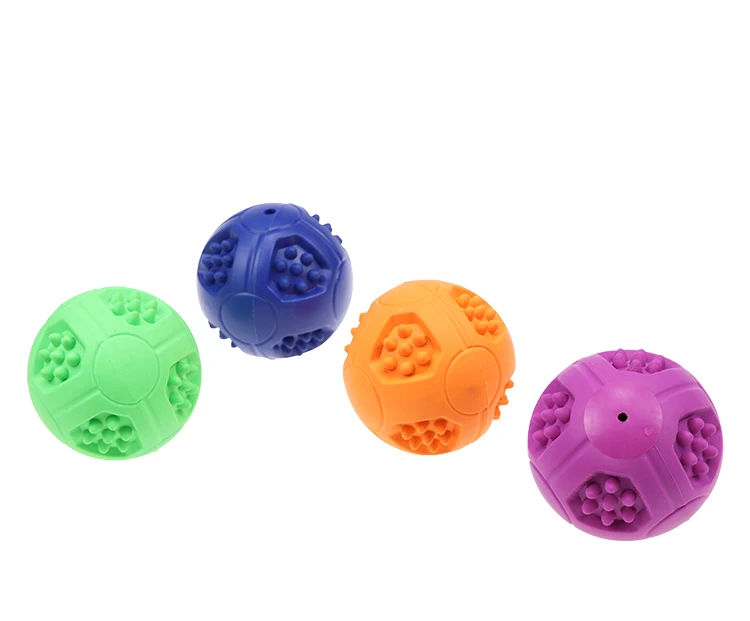 Natural Rubber Dog Chew Toy Ball Squeaky Dog Ball Toy Pet Product Rubber Toys Dental Chew Toy Teeth Cleaning Small Medium Dogs