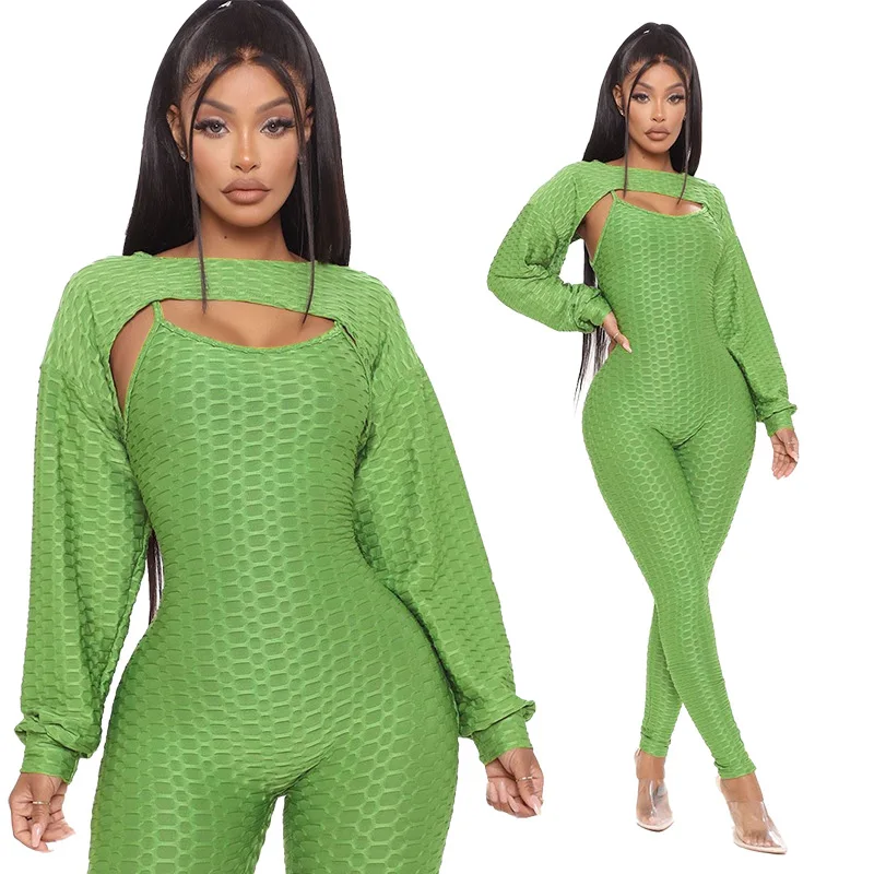 

women autumn winter lantern sleeve blouse plus size casual sexy sports suit, Picture color