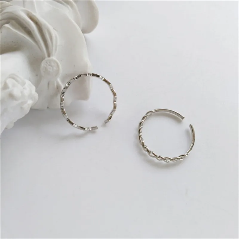 

JUHU Japanese and Korean Personality Two-Piece Allow Ring Simple Winding Simple Cold Wind Open Wave-Shaped Joint Ring For Women