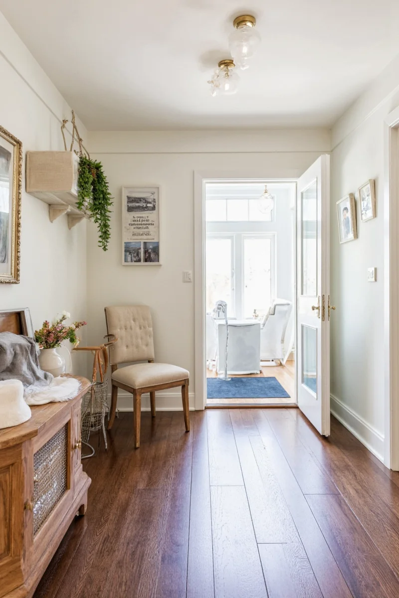 Entry room with neutral gray-beige walls